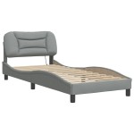 vidaXL Cadru de pat cu LED fără saltea Gri deschis 90x190 cm Material vidaXL Cadru de pat cu LED fără saltea Gri deschis 90x190 cm Material
