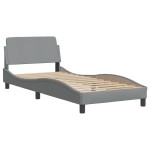 vidaXL Cadru de pat cu LED fără saltea Gri deschis 90x190 cm Material vidaXL Cadru de pat cu LED fără saltea Gri deschis 90x190 cm Material