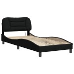 vidaXL Cadru de pat cu LED fără saltea țesătură neagră 90x190 cm