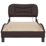 vidaXL Cadru de pat cu lumini LED, maro închis, 90x190 cm, textil vidaXL Cadru de pat cu lumini LED, maro închis, 90x190 cm, textil