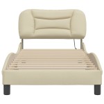 vidaXL Cadru de pat cu lumini LED, crem, 90x190 cm, textil vidaXL Cadru de pat cu lumini LED, crem, 90x190 cm, textil