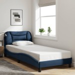 vidaXL Cadru de pat cu lumini LED, albastru, 90x190 cm, textil vidaXL Cadru de pat cu lumini LED, albastru, 90x190 cm, textil