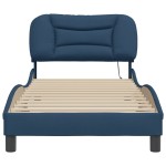 vidaXL Cadru de pat cu lumini LED, albastru, 90x190 cm, textil vidaXL Cadru de pat cu lumini LED, albastru, 90x190 cm, textil