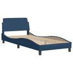 vidaXL Cadru de pat cu lumini LED, albastru, 90x190 cm, textil vidaXL Cadru de pat cu lumini LED, albastru, 90x190 cm, textil