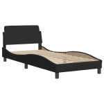 vidaXL Cadru de pat cu LED fără saltea țesătură neagră 90x200 cm