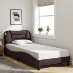 vidaXL Cadru de pat cu LED fără saltea țesătură maro închis 90x200 cm