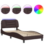 vidaXL Cadru de pat cu LED fără saltea țesătură maro închis 90x200 cm