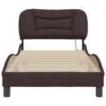 vidaXL Cadru de pat cu LED fără saltea țesătură maro închis 90x200 cm