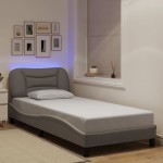 vidaXL Cadru de pat cu LED fără saltea Hvar Taupe 90x200 cm Material