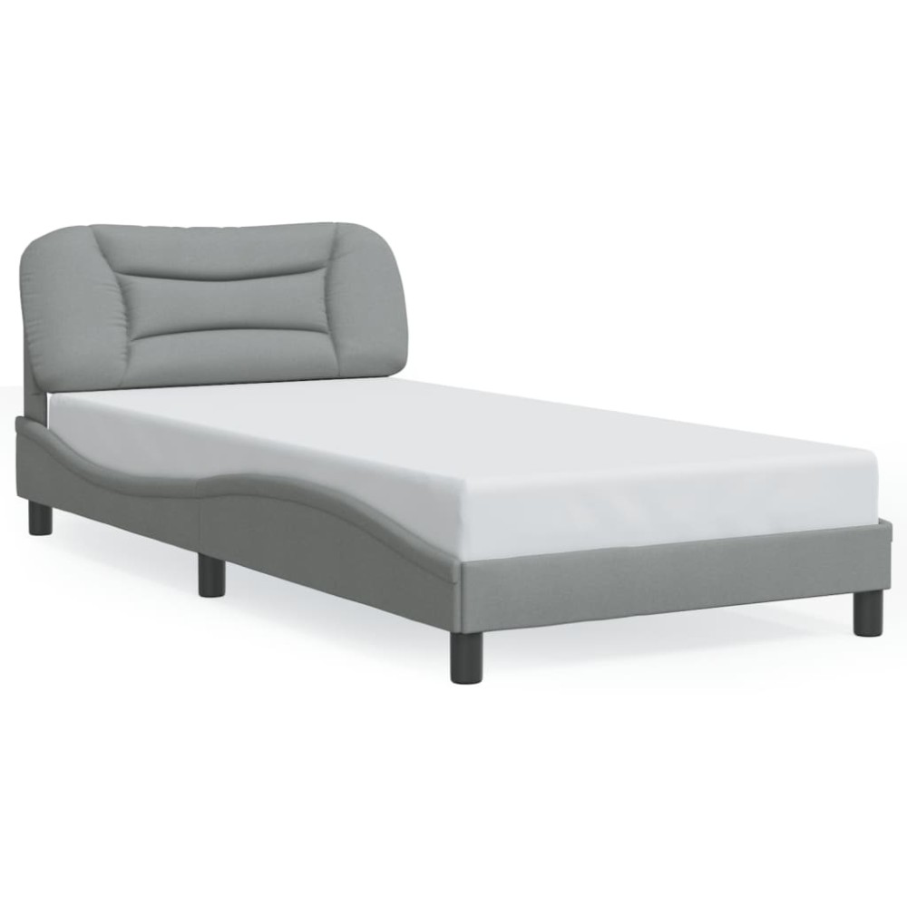 vidaXL Cadru de pat cu LED fără saltea Gri deschis 100x200 cm Material
