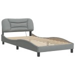 vidaXL Cadru de pat cu LED fără saltea Gri deschis 100x200 cm Material vidaXL Cadru de pat cu LED fără saltea Gri deschis 100x200 cm Material