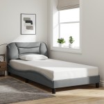 vidaXL Cadru de pat cu LED fără saltea Gri deschis 100x200 cm Material vidaXL Cadru de pat cu LED fără saltea Gri deschis 100x200 cm Material