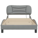 vidaXL Cadru de pat cu LED fără saltea Gri deschis 100x200 cm Material vidaXL Cadru de pat cu LED fără saltea Gri deschis 100x200 cm Material