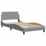 vidaXL Cadru de pat cu LED fără saltea Gri deschis 100x200 cm Material vidaXL Cadru de pat cu LED fără saltea Gri deschis 100x200 cm Material