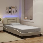 vidaXL Cadru de pat cu LED fără saltea cremă 100x200 cm țesătură vidaXL Cadru de pat cu LED fără saltea cremă 100x200 cm țesătură