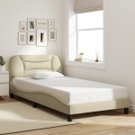 vidaXL Cadru de pat cu LED fără saltea cremă 100x200 cm țesătură vidaXL Cadru de pat cu LED fără saltea cremă 100x200 cm țesătură