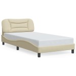 vidaXL Cadru de pat cu LED fără saltea cremă 100x200 cm țesătură vidaXL Cadru de pat cu LED fără saltea cremă 100x200 cm țesătură