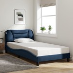vidaXL Cadru de pat cu LED fără saltea Albastru 100x200 cm Material