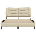 vidaXL Cadru de pat cu LED fără saltea cremă 120x200 cm țesătură vidaXL Cadru de pat cu LED fără saltea cremă 120x200 cm țesătură