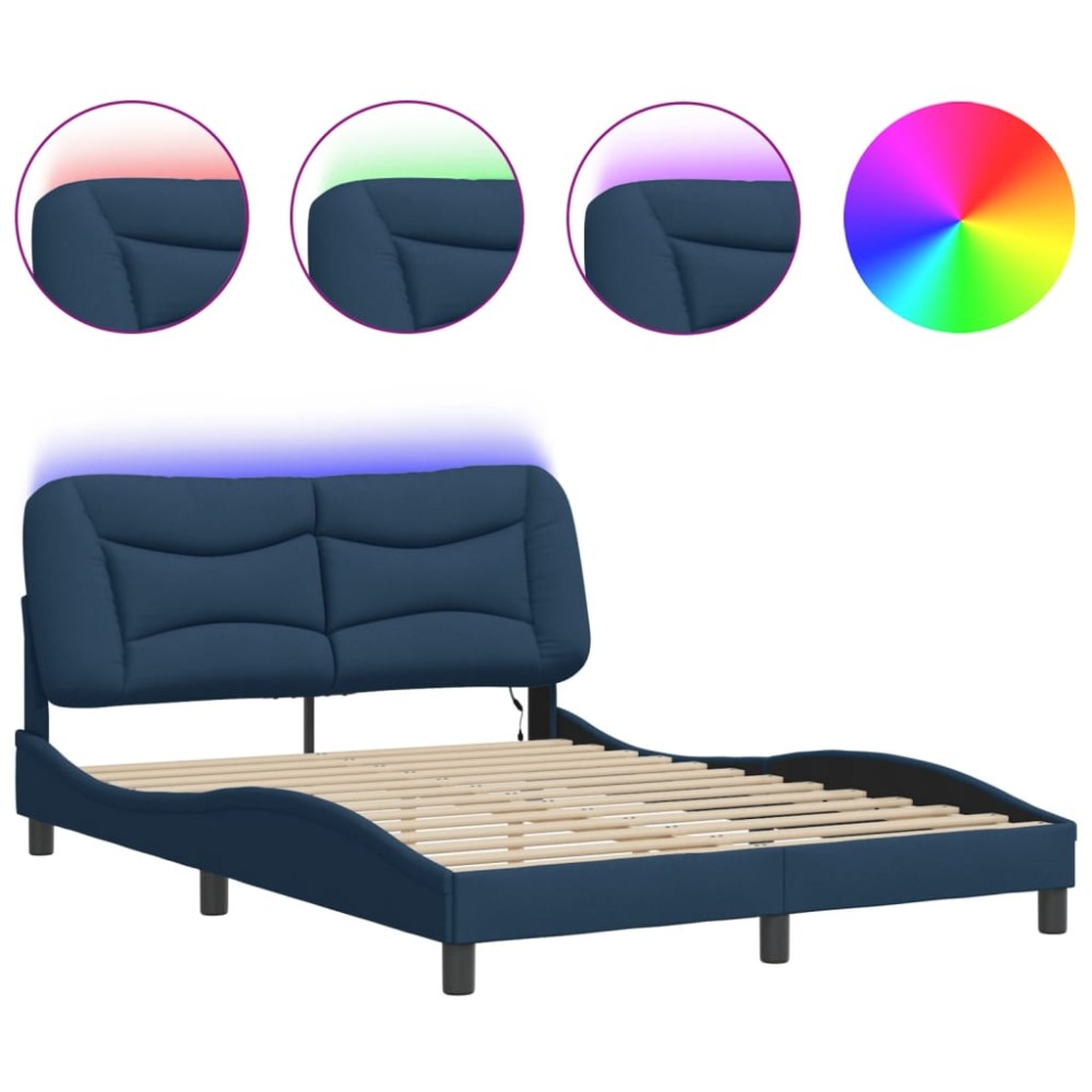 vidaXL Cadru de pat cu LED fără saltea Albastru 120x200 cm Material