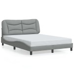 vidaXL Cadru de pat cu LED fără saltea Gri deschis 140x190 cm Material vidaXL Cadru de pat cu LED fără saltea Gri deschis 140x190 cm Material