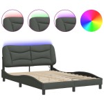 vidaXL Cadru de pat cu LED fără saltea Gri închis 140x190 cm Material vidaXL Cadru de pat cu LED fără saltea Gri închis 140x190 cm Material