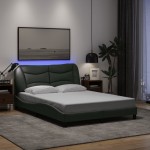 vidaXL Cadru de pat cu LED fără saltea Gri închis 140x190 cm Material vidaXL Cadru de pat cu LED fără saltea Gri închis 140x190 cm Material