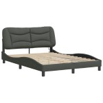 vidaXL Cadru de pat cu LED fără saltea Gri închis 140x190 cm Material vidaXL Cadru de pat cu LED fără saltea Gri închis 140x190 cm Material