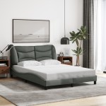 vidaXL Cadru de pat cu LED fără saltea Gri închis 140x190 cm Material vidaXL Cadru de pat cu LED fără saltea Gri închis 140x190 cm Material