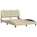 vidaXL Cadru de pat cu LED fără saltea cremă 140x190 cm țesătură vidaXL Cadru de pat cu LED fără saltea cremă 140x190 cm țesătură