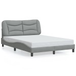 vidaXL Cadru de pat cu LED fără saltea Gri deschis 140x200 cm Material vidaXL Cadru de pat cu LED fără saltea Gri deschis 140x200 cm Material