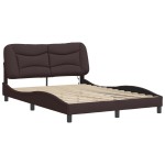 vidaXL Cadru de pat cu LED fără saltea țesătură maro închis 140x200 cm