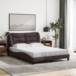 vidaXL Cadru de pat cu LED fără saltea țesătură maro închis 140x200 cm
