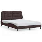vidaXL Cadru de pat cu LED fără saltea țesătură maro închis 140x200 cm