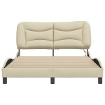 vidaXL Cadru de pat cu LED fără saltea cremă 140x200 cm țesătură vidaXL Cadru de pat cu LED fără saltea cremă 140x200 cm țesătură