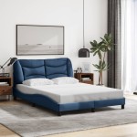 vidaXL Cadru de pat cu LED fără saltea Albastru 140x200 cm țesătură vidaXL Cadru de pat cu LED fără saltea Albastru 140x200 cm țesătură
