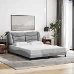 vidaXL Cadru de pat cu LED fără saltea Gri deschis 160x200 cm Material