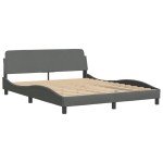 vidaXL Cadru de pat cu LED fără saltea Gri închis 160x200 cm Material vidaXL Cadru de pat cu LED fără saltea Gri închis 160x200 cm Material