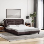 vidaXL Cadru de pat cu LED fără saltea țesătură maro închis 160x200 cm