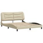 vidaXL Cadru de pat cu LED fără saltea cremă 160x200 cm țesătură
