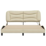 vidaXL Cadru de pat cu LED fără saltea cremă 160x200 cm țesătură