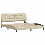 vidaXL Cadru de pat cu LED fără saltea cremă 180x200 cm țesătură vidaXL Cadru de pat cu LED fără saltea cremă 180x200 cm țesătură