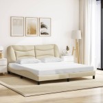 vidaXL Cadru de pat cu LED fără saltea cremă 180x200 cm țesătură vidaXL Cadru de pat cu LED fără saltea cremă 180x200 cm țesătură