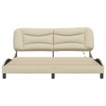 vidaXL Cadru de pat cu LED fără saltea cremă 180x200 cm țesătură vidaXL Cadru de pat cu LED fără saltea cremă 180x200 cm țesătură