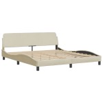 vidaXL Cadru de pat cu LED fără saltea cremă 180x200 cm țesătură vidaXL Cadru de pat cu LED fără saltea cremă 180x200 cm țesătură