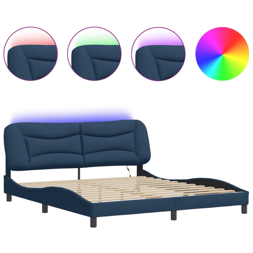vidaXL Cadru de pat cu LED fără saltea Albastru 180x200 cm Material