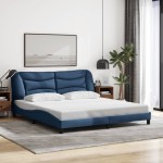 vidaXL Cadru de pat cu LED fără saltea Albastru 180x200 cm Material