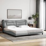 vidaXL Cadru de pat cu LED fără saltea Gri deschis 200x200 cm Material