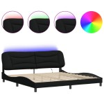 vidaXL Cadru de pat cu LED fără saltea țesătură neagră 200x200 cm