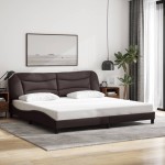 vidaXL Cadru de pat cu lumini LED, maro închis, 200x200 cm, textil